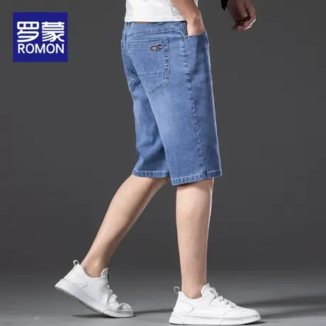 罗蒙牛仔短裤男士夏季薄款宽松5分裤子外穿潮牌弹力休闲五分中裤图片