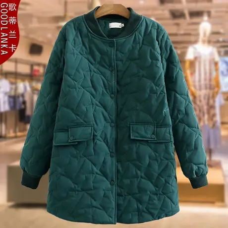 加肥加大码妈妈冬季棉袄2022新款宽松洋气中长款加厚羽绒棉服外套商品大图