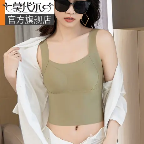 U型美背吊带背心女内搭带胸垫文胸一体内衣小胸聚拢背心式文胸罩图片