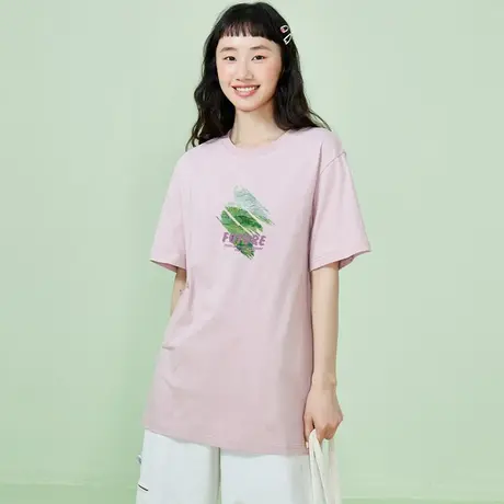 真维斯Z+女装 休闲百搭短袖T恤夏季纯棉宽松圆领个性印花上衣商品大图