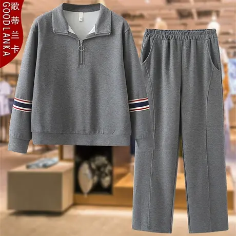大码中老年女装春秋卫衣运动服两件套洋气中年妈妈装休闲运动套装商品大图
