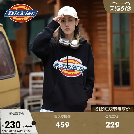 Dickies 堆雪logo印花连帽抓绒宽松版型休闲卫衣 男女情侣商品大图