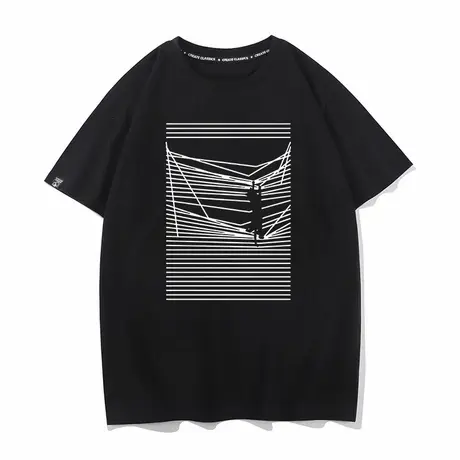 秀洛拽窗帘的猫登高衣服半袖打底衫纯棉半袖情侣装恶搞短袖T恤商品大图