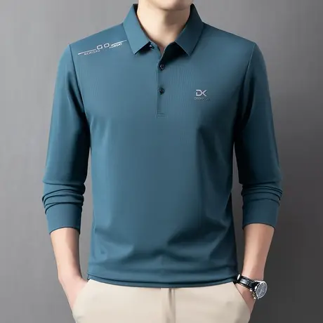秋季长袖t恤衫男士翻领宽松打底休闲中年POLO衫上衣商务内搭衣服商品大图