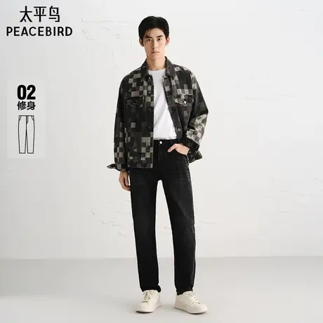【商场同款】太平鸟男装 潮流休闲灰色水洗修身牛仔裤男B1HAF3132商品大图