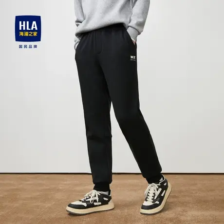 HLA/海澜之家内里加绒加厚休闲裤23秋冬新款抽绳中腰宽松裤子男士图片