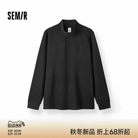 森马长袖T恤男高领发热打底衣轻薄摇粒绒2025冬新款内搭上衣纯色商品大图
