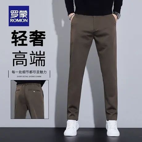 罗蒙高端轻商务休闲裤男秋季2025新款修身百搭男士直筒长裤子N1Z商品大图