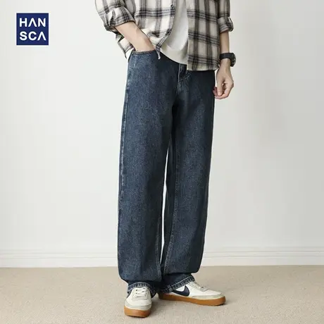 hansca直筒牛仔裤男2025新款男潮牌高端秋季宽松潮酷帅气休闲长裤商品大图
