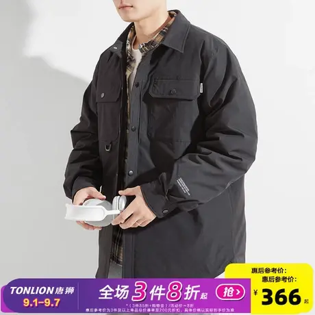 唐狮2024冬季新款轻薄羽绒服男装翻领韩版短款夹克衬衫领保暖外套图片