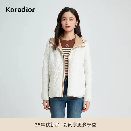 珂莱蒂尔秋季时尚气质菱格棉服女简约连帽百搭短款棉衣外套图片