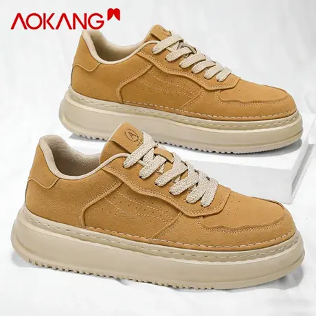 奥康休闲板鞋男2026新款春季增高透气运动男鞋潮牌时尚复古平底鞋图片