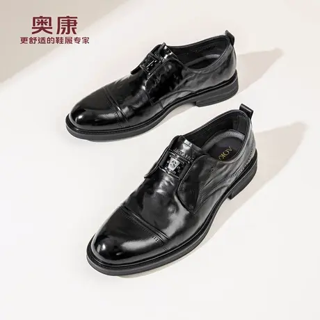 奥康 男鞋正装皮鞋男真皮英伦商务一脚蹬软底高级感男士德比鞋N商品大图