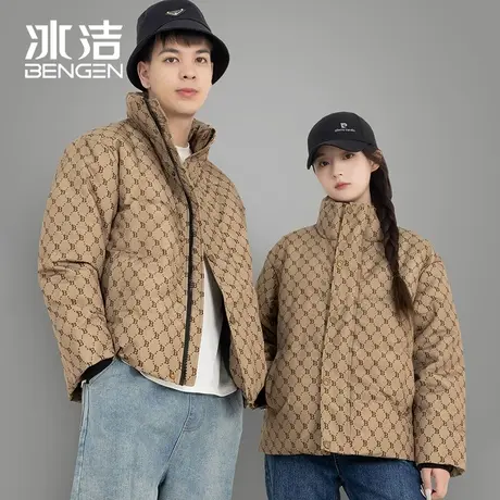 冰洁2023新款冬季爆款鸭绒羽绒服短款时尚加厚情侣上衣羽绒服SB商品大图