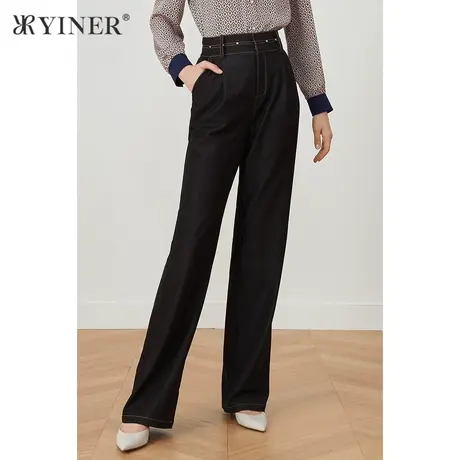 YINER音儿女装2021秋季新款中长款舒适弹力休闲裤商品大图
