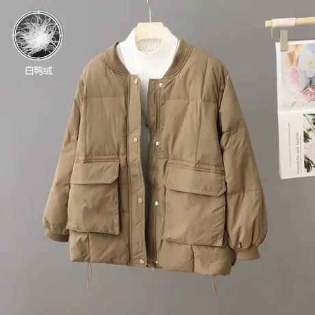 韩国休闲羽绒服女2023新款爆款小个子圆领加厚欧货白鸭绒保暖外套图片