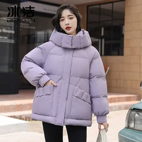 冰洁羽绒服女短款连帽小个子冬季新款品牌廓形加厚保暖外套XFF图片