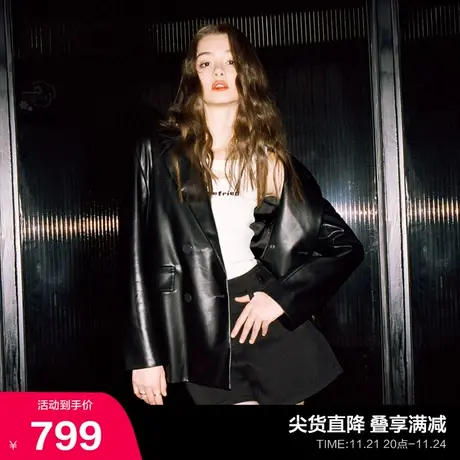 LINCCHIC金羽杰西装女新款皮衣外套女西装外套女春秋S231FU089Y商品大图