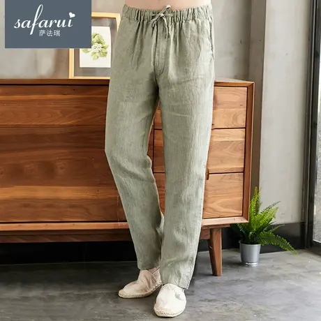 男士亚麻休闲裤男宽松直筒中国风大码夏季薄款裤子青年棉麻长裤商品大图