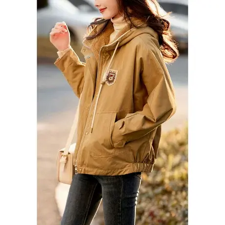 时尚气质皮草派克外套2022年冬季新款淑女温柔宽松显瘦连帽上衣图片