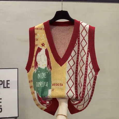 v领针织马甲背心女2023秋装新款宽松外穿马夹叠穿细针毛衣坎肩潮图片