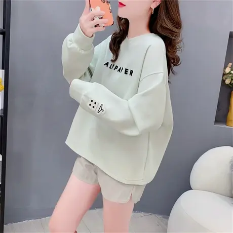 设计感短款小个子圆领卫衣女士秋季2023新款宽松洋气减龄百搭上衣图片