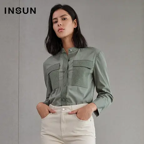恩裳春季拼接OL搭配长袖衬衫图片
