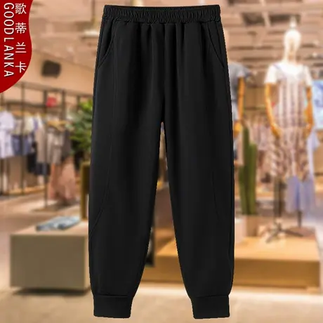 大码中年胖妈妈春秋款运动裤子新款宽松时尚松紧腰束脚休闲卫裤女商品大图