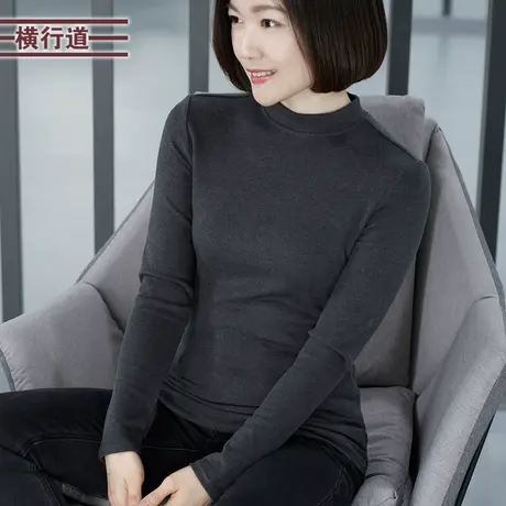 保暖双面澳绒高领半高领打底衫女装2024春款内搭加厚长袖t恤上衣商品大图
