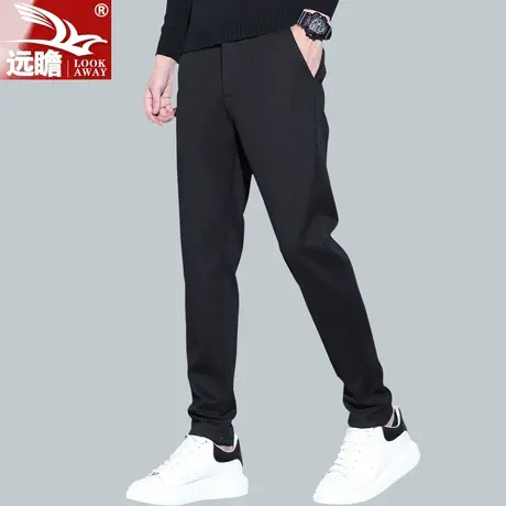 休闲裤男冬季男士修身直筒男裤秋冬潮流长裤男装百搭加绒裤子男款图片