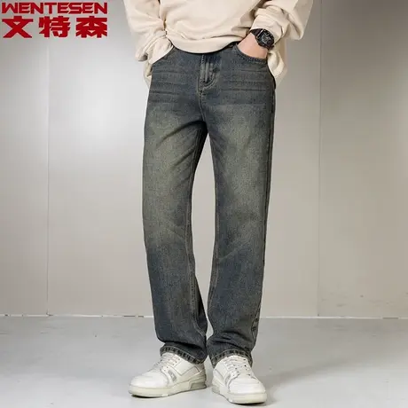 牛仔裤男款秋季新款青年潮牌时尚男裤韩版潮流男士宽松直筒长裤子商品大图