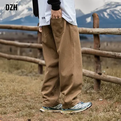 男士日系慵懒裤棕色裤子男款工装裤男潮牌新款男裤休闲裤直筒长裤商品大图