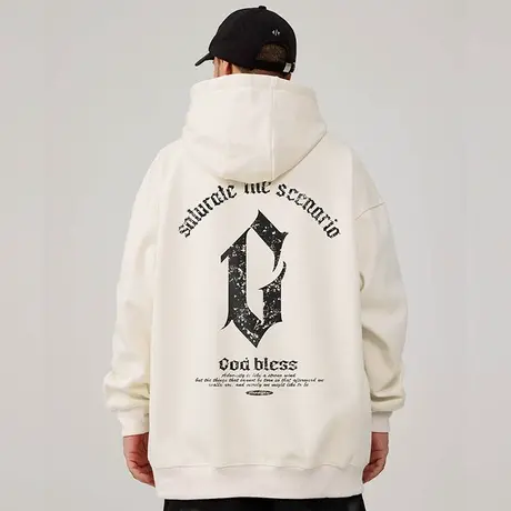 2024新款帽衫潮牌宽松加绒加肥加大连帽男生卫衣大码男装春秋冬款图片