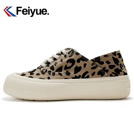 feiyue/飞跃帆布鞋女秋季薄款舒适透气两穿休闲鞋潮流豹纹馒头鞋商品大图