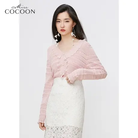 missCOCOON法式甜美毛针织衫女2023新款早春季宽松荷叶边设计上衣商品大图