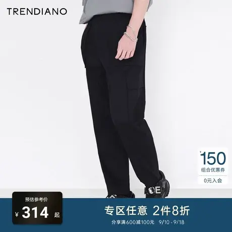 TRENDIANO官方潮牌男装立体多口袋松紧腰九分美式工装长裤休闲裤商品大图