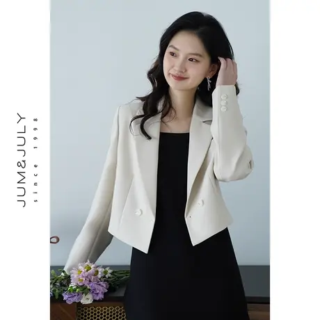 嘉茱莉春季新款休闲西装外套女小个子短款外套上衣一粒扣小西服商品大图
