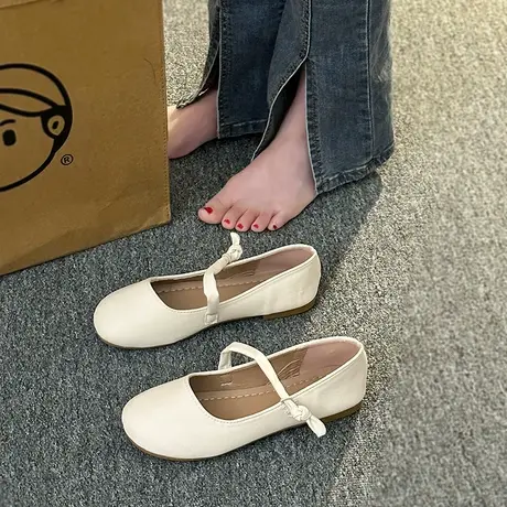单鞋女夏季平底2024新款奶奶鞋晚晚风温柔鞋配裙子玛丽珍鞋豆豆鞋图片