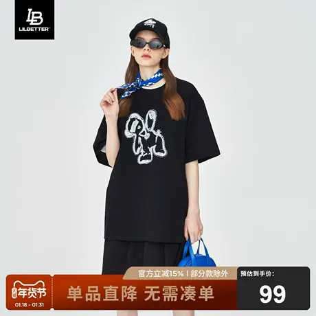 Lilbetter潮牌短袖男宽松休闲男女同款t恤oversize打底百搭情侣装商品大图