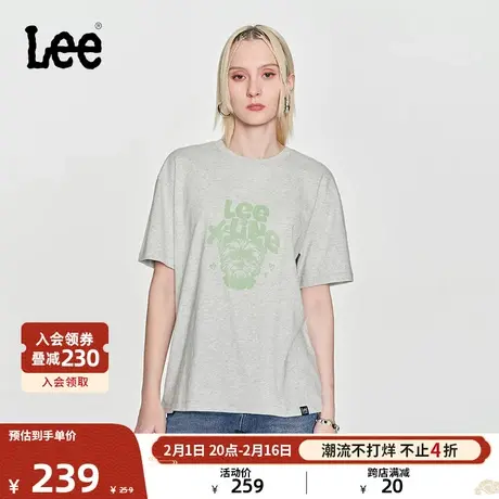 Lee24早春新品舒适版男友风字母印花圆领女短袖T恤潮LWT0082494LE图片