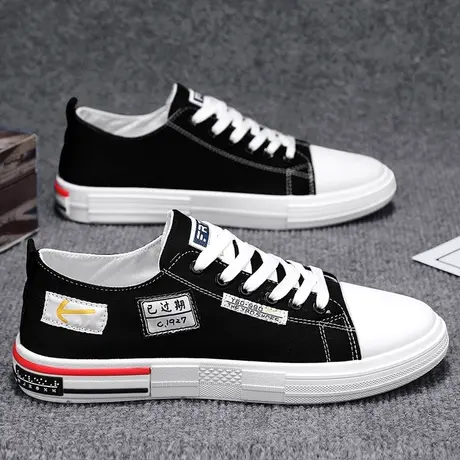 帆布男鞋春季2024新款初中学生百搭休闲板鞋运动软底低帮布鞋潮鞋商品大图