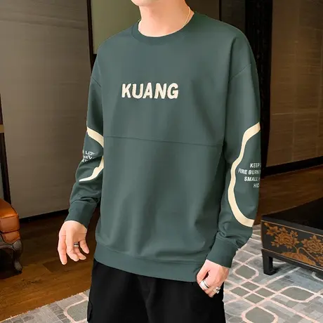 2023年新款男士圆领卫衣春秋季长袖t恤潮流ins宽松秋衣百搭打底衫商品大图