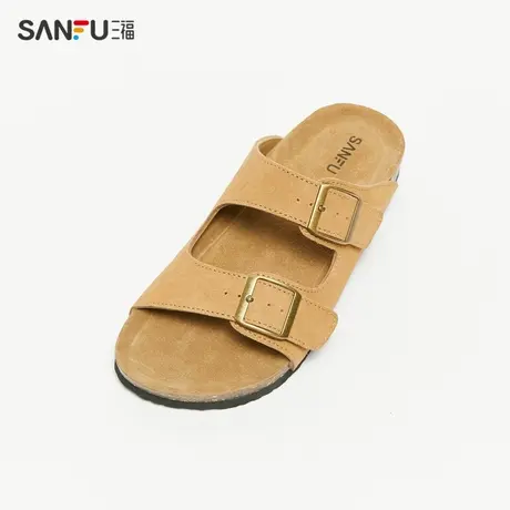 三福凉拖鞋女夏季海滨度假风双带勃肯拖扣带休闲女鞋829120商品大图