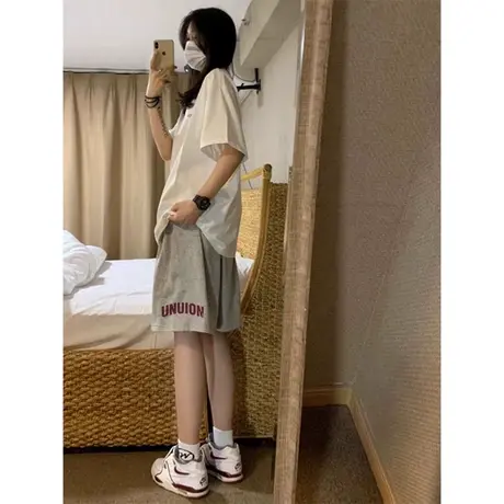 ins超火阔腿休闲短裤女夏装韩版百搭高腰宽松运动跑步五分裤子潮商品大图