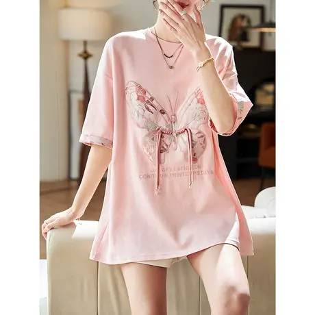 宝诗黎【新品价178元】中长款字母刺绣短袖T恤ANT2002图片