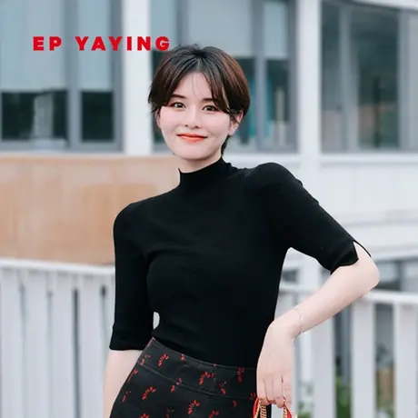 EP YAYING雅莹女装 暗纹提花羊毛内搭针织衫 商场同款9920A商品大图