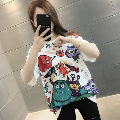 女装2023年新款秋季秋装纯棉短袖T恤宽松上衣服设计感打底衫爆款商品大图