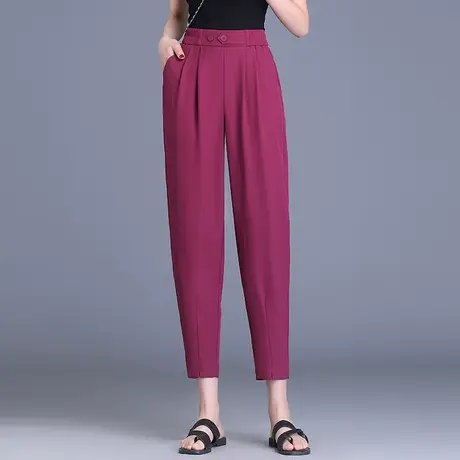 2023夏季新款冰凉丝哈伦裤女显瘦高腰休闲九分裤薄款百搭萝卜裤子图片