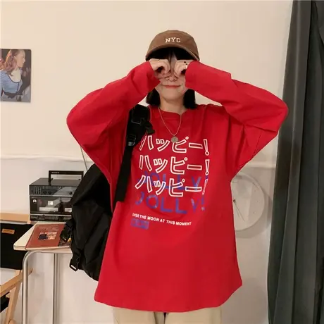 原创设计2020新款韩版宽松oversize慵懒风纯棉长袖卫衣女薄款ins图片