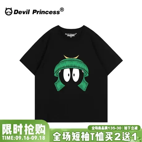 韩风ulzzang小众设计感正肩黑色t恤女宽松学生潮牌百搭半袖上衣夏商品大图